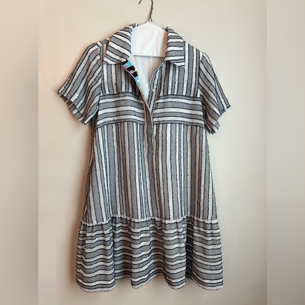 CROSBY by Mollie Burch White and Blue Tiered Sundress